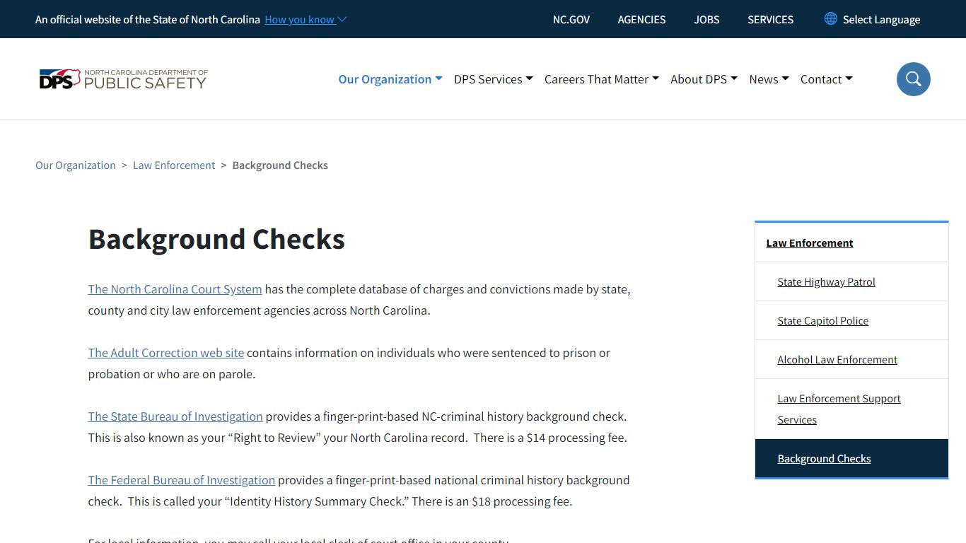 Background Checks | NC DPS