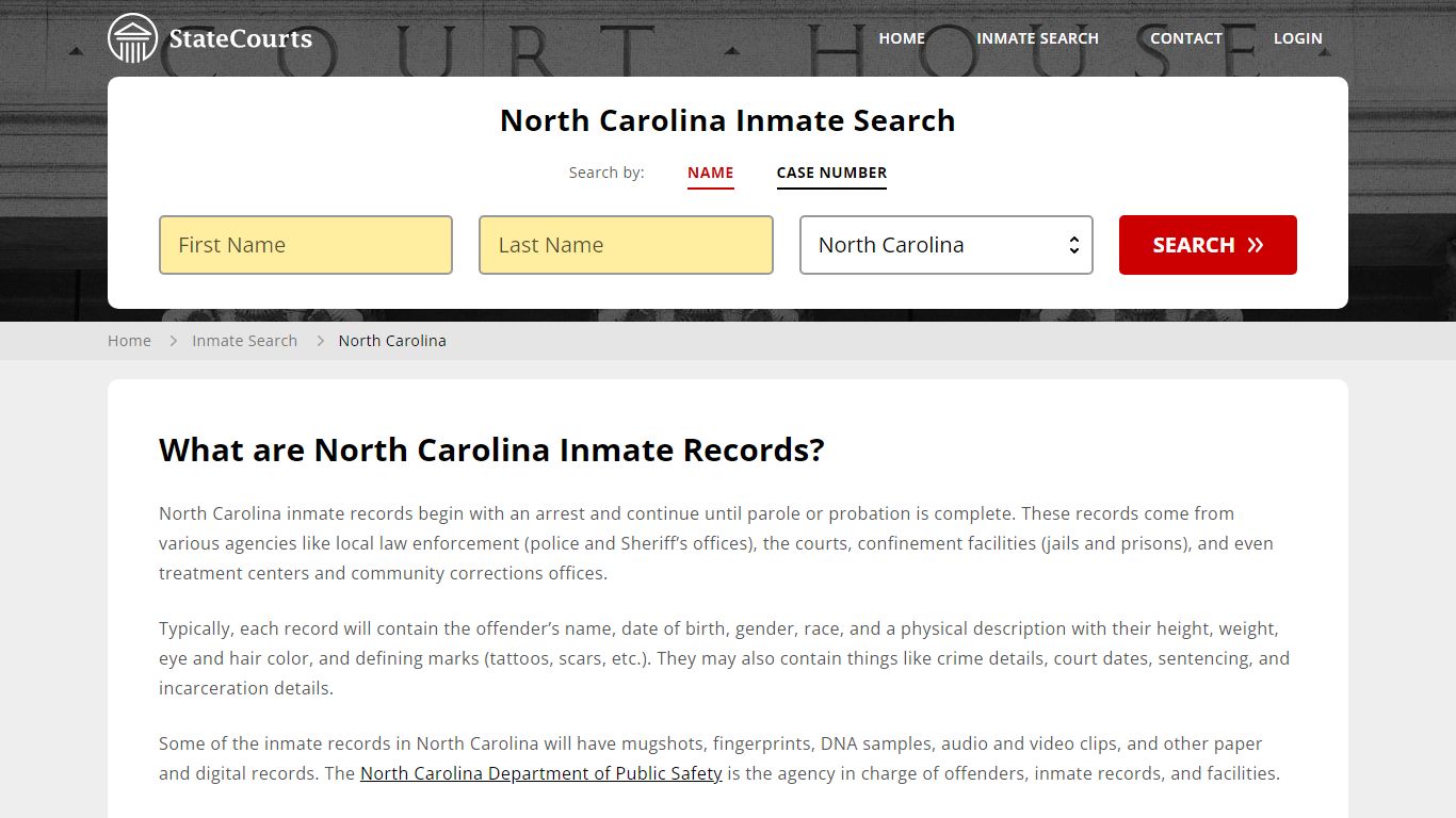 North Carolina Inmate Search, Prison and Jail Information - StateCourts